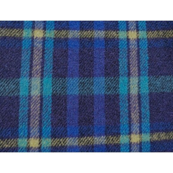 Vintage 80s/90s NEW YORK JEANS Blue Teal Plaid Wool Blend Jacket Zip Up Size S - Picture 2 of 8